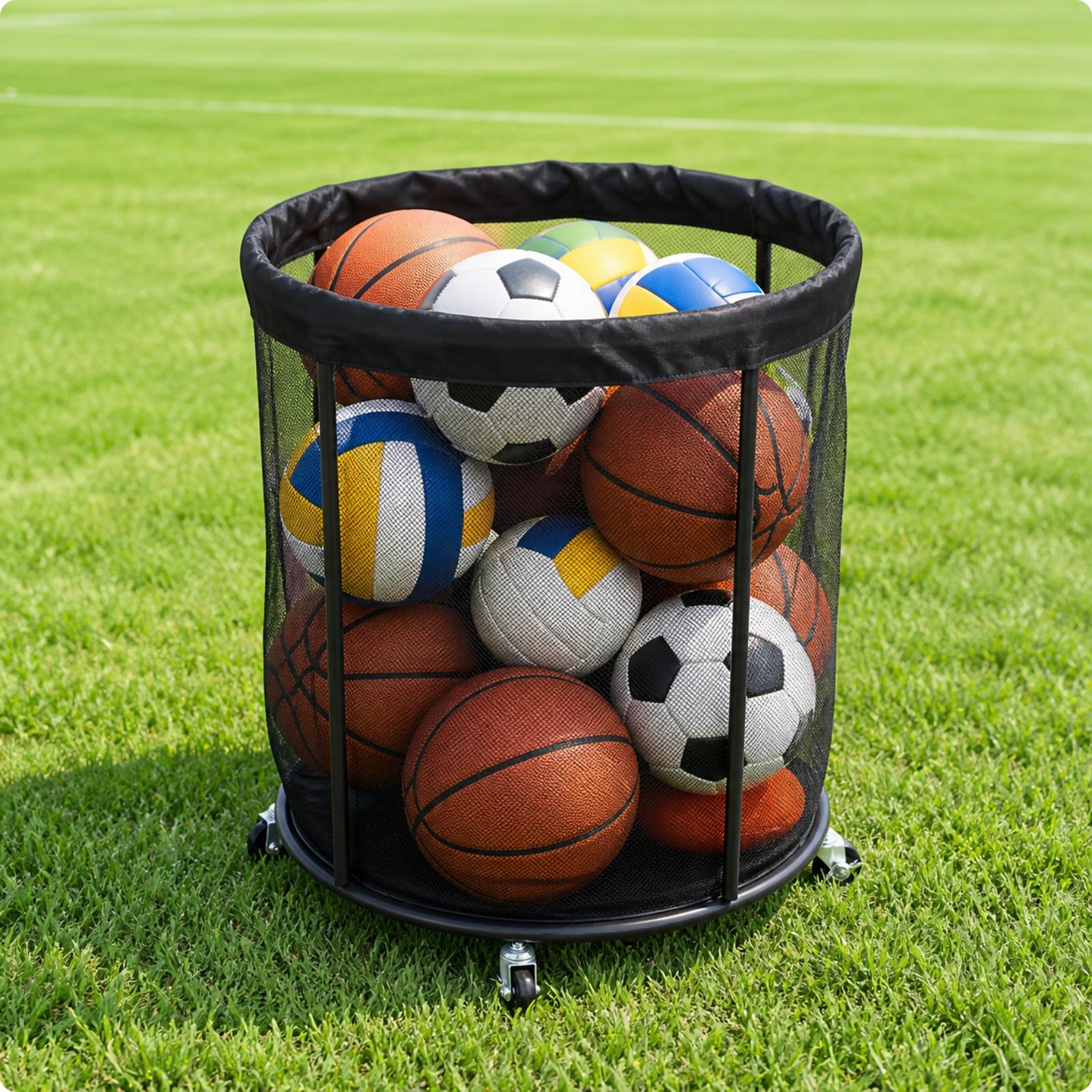 Sports Equipment Trolley - Przenośny kosz z siatki do przechowywania